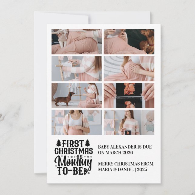 8 Photo Mummy to be Christmas Pregnancy  Holiday Card (Front)