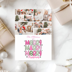 8 Photo Pink Green Merry Christmas Holiday