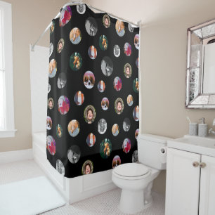 8 Photo polka dot Template Black Shower Curtain