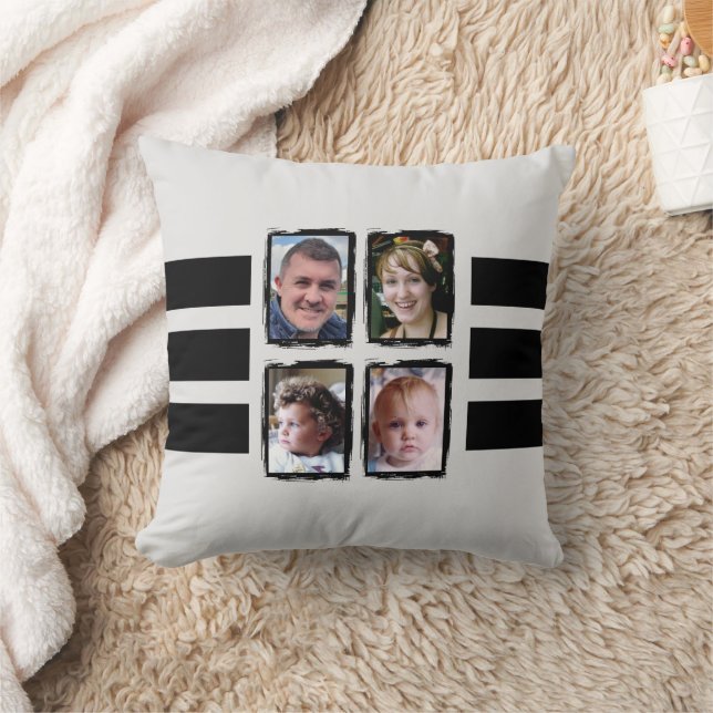 8 photo stripes black double sided cushion (Blanket)