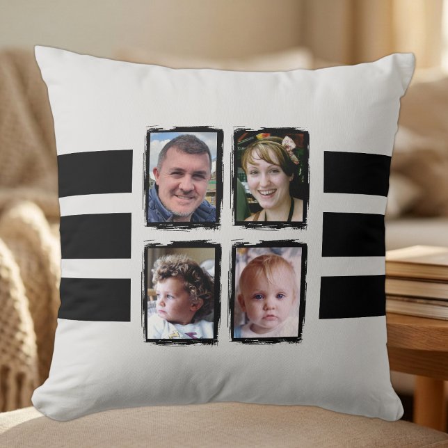 8 photo stripes black double sided cushion (Creator Uploaded)