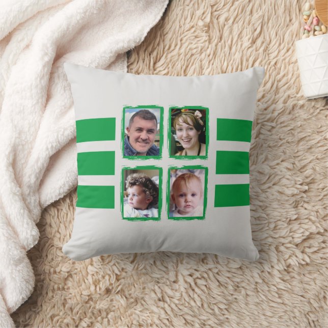 8 photo stripes green double sided cushion (Blanket)
