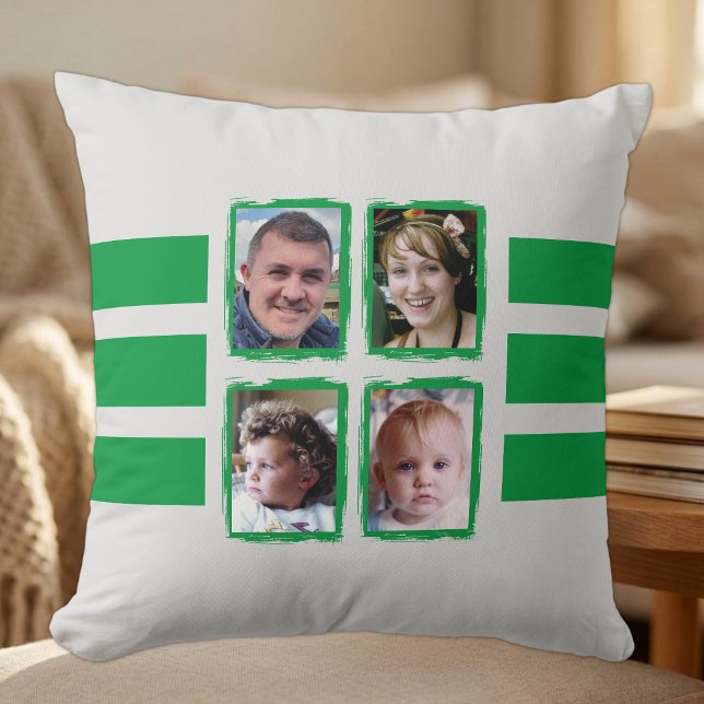8 photo stripes green double sided cushion (Creator Uploaded)