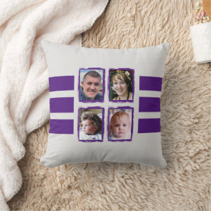 8 photo stripes purple double sided cushion