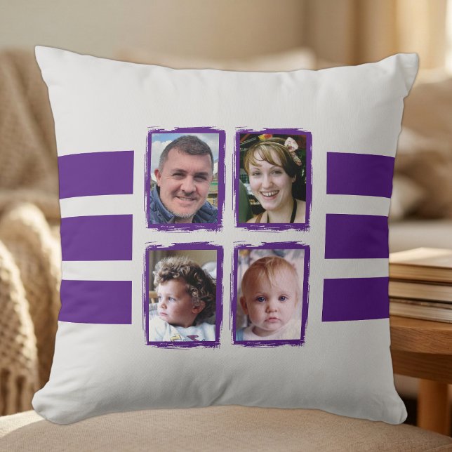 8 photo stripes purple double sided cushion (Creator Uploaded)