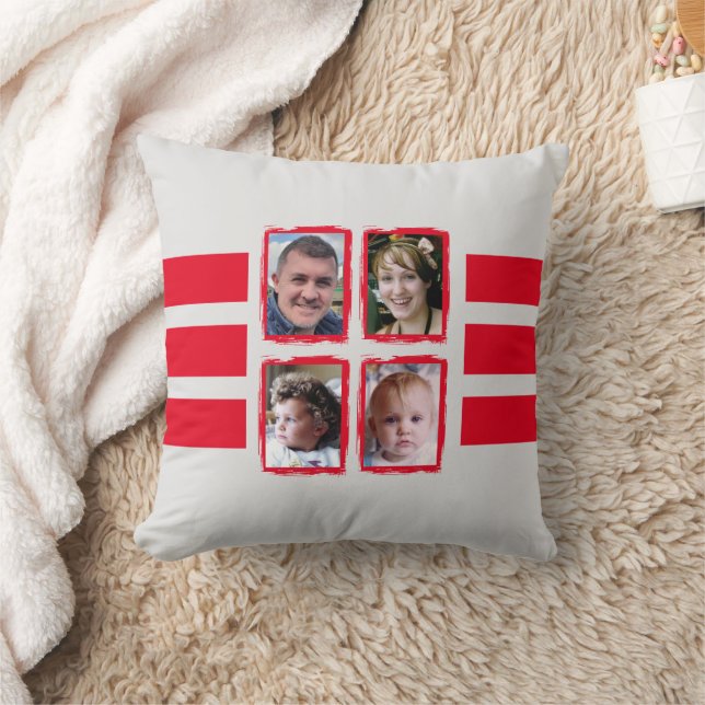 8 photo stripes red double sided cushion (Blanket)