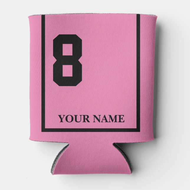 8 Pink with Black Horse Saddle Blanket Custom Can Cooler (Front)