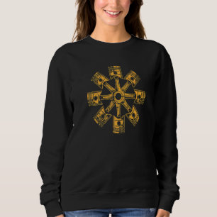 8 Pistons In A Circle Abstract Automotive Distress Sweatshirt