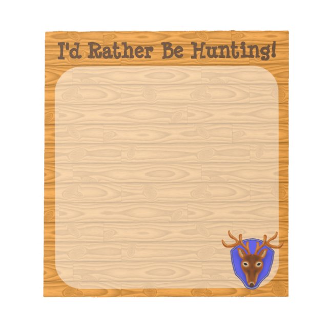 8-Point Buck Deer Hunting Trophy on Wood Grain Notepad (Front)