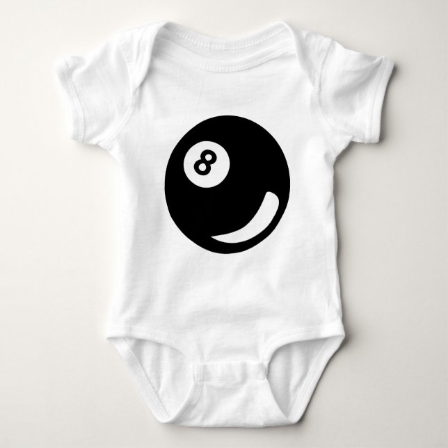 8 pool billiard ball black billiards baby bodysuit (Front)