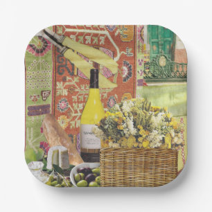 8 Salad or Appetizer Paper Plates with wine 