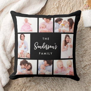 8 Sections Family Photo in Black Frame Cushion