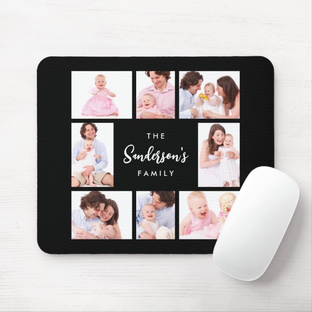 8 Sections Family Photo in Black Frame Mouse Pad (With Mouse)