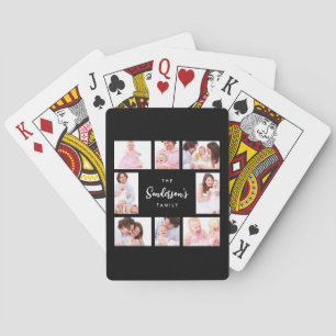 8 Sections Family Photo in Black Frame Playing Cards