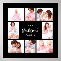 8 Sections Family Photo in Black Frame