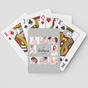 8 Sections Family Photo in Gray Frame Playing Cards