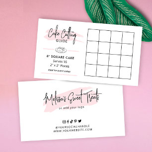 8" Square Cake Cutting Diagram 2x2 Party Servings Enclosure Card