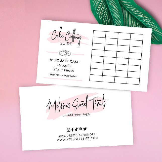 8" Square Wedding Cake Cutting Guide 2x1" Servings Enclosure Card (8 inch square wedding cake cutting guide for 2x1 portions size)