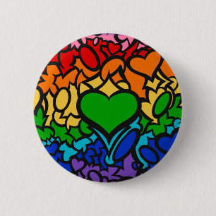 8-Sripe Rainbow Pride Squiggle 6 Cm Round Badge