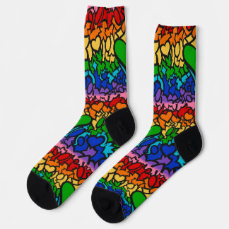 8-Sripe Rainbow Pride Squiggle Socks