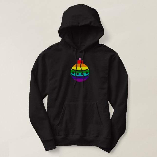 8 Stripes LGBT Pride Flag Rainbow Christmas Bauble Hoodie (Design Front)