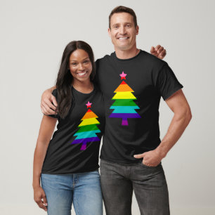 8 Stripes LGBT Pride Flag Rainbow Christmas Tree T-Shirt