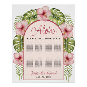 8 Table Hawaii Wedding Tropical Arch Seating Chart
