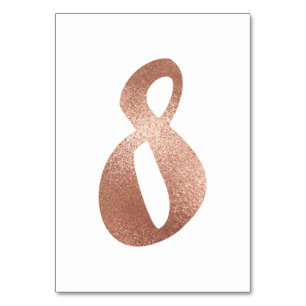 8 Table  Number White Metallic Pink Rose Gold