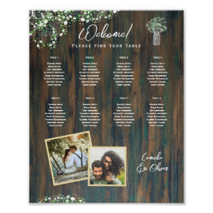 8 Table Rustic Wood Gypsophila PHOTO SEATING Print