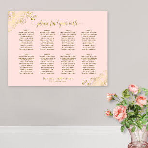 8 Table Wedding Seating Chart Blush Pink & Gold