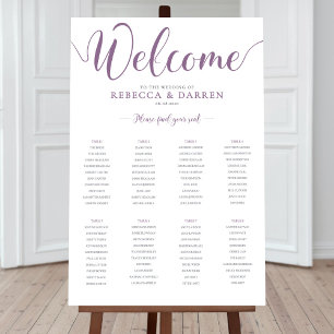 8 Table Wedding Seating Chart Lilac Purple