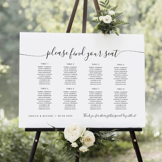 8 Tables Modern Find Your Seat Seating Chart (Creator Uploaded)