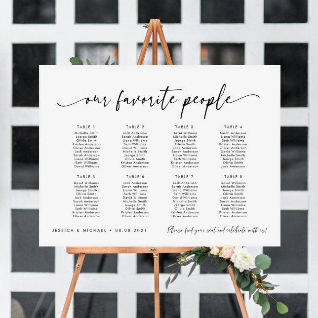8 Tables Our Favourite People Seating Chart Plan (Creator Uploaded)