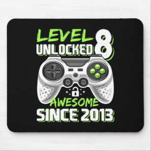 8 Unlocked Awesome 2013 Video Game 8th Birthday Gi Mouse Pad