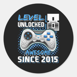 8 Unlocked Awesome 2015 Video Game 8th Birthday Bo Classic Round Sticker