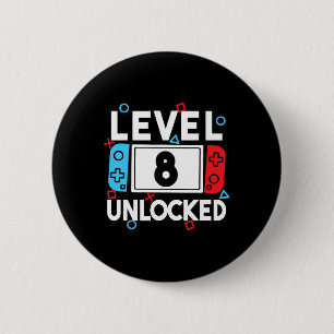 8 Unlocked Gamer 8th Birthday Video Game Boys 1 6 Cm Round Badge