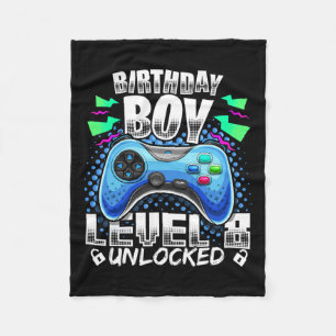 8 Unlocked Video Game 8th Birthday Gamer Gift Boys Fleece Blanket
