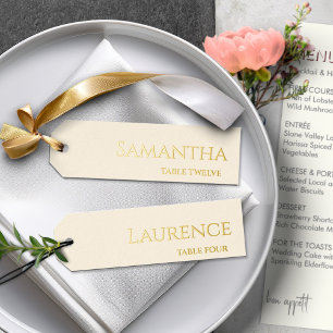 8 Wedding Guest Gold Creamy White Green Name Tags