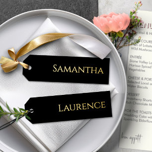 8 Wedding Guest Gold Foil On Black Name Tags