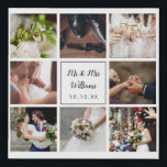 8 Wedding Photos Collage Elegant Script Faux Canvas Print<br><div class="desc">Personalise with your eight favourite wedding photos,  name and special date to create a unique photo collage,  memory and gift. Designed by Thisisnotme©</div>