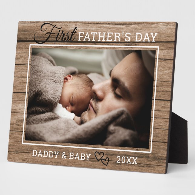 8 x10 Photo Template First Father's Day Wood Plaque (Side)