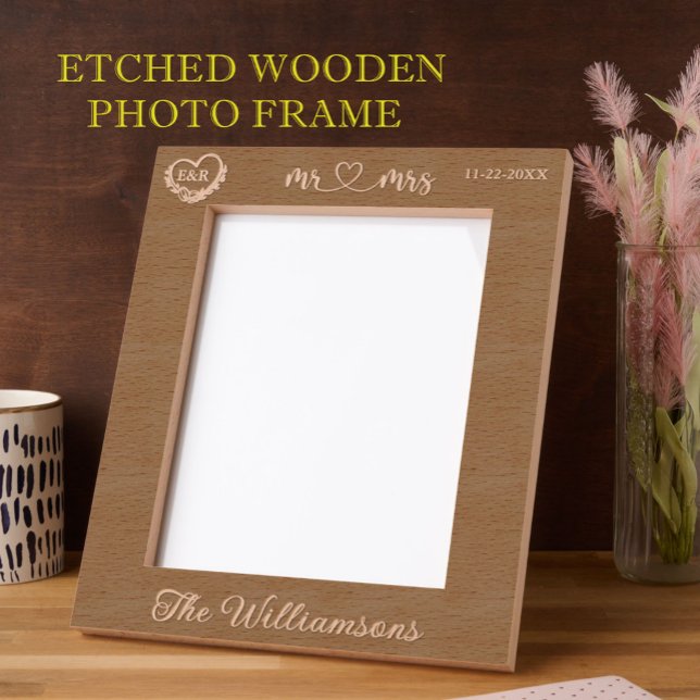 8"x10" Wedding Photo Gift for Families Date Hearts Etched Frames (Creator Uploaded)
