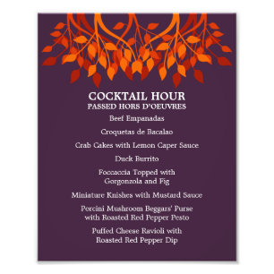 8 x 10 Cocktail Table Menu for Framing Photo Print