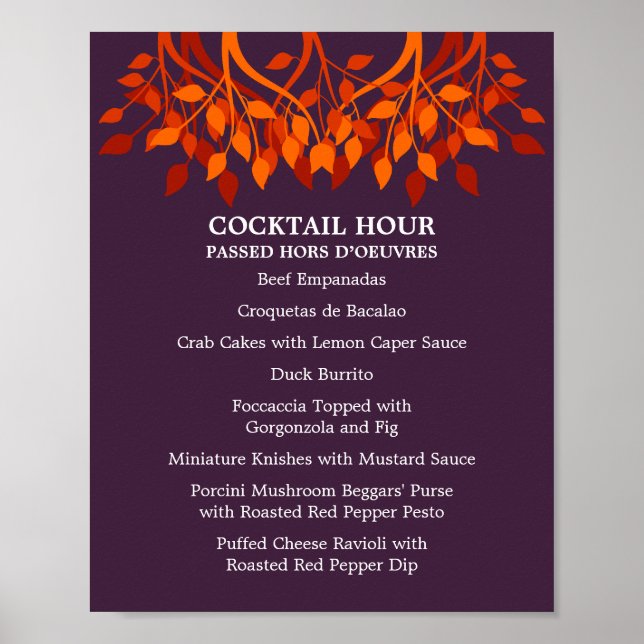 8 x 10 Cocktail Table Menu for  Framing Poster (Front)