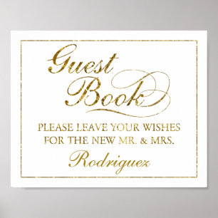 8" x 10" Gold Foil Guest Book Wedding Sign
