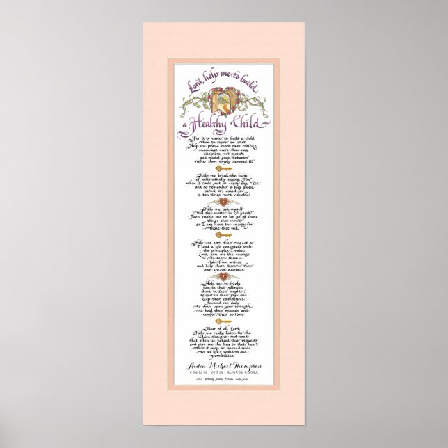 8 x 20 Build a Healthy Child, Parchment Aqua Blue Poster (Front)