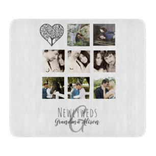 8 x PHOTO COLLAGE Newlyweds Personalised WEDDING Cutting Board