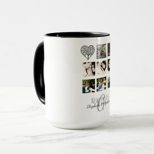 8 x PHOTO COLLAGE Newlyweds Personalised WEDDING Mug (Front Left)