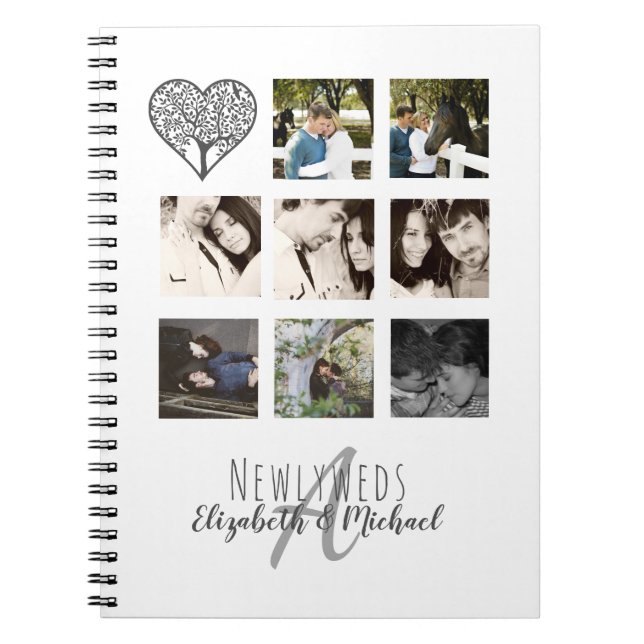 8 x PHOTO COLLAGE Newlyweds Personalised WEDDING Notebook (Front)