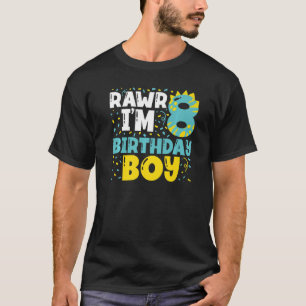 8 Year Old 8th Birthday Boy Dinosaur Toddler Kids T-Shirt